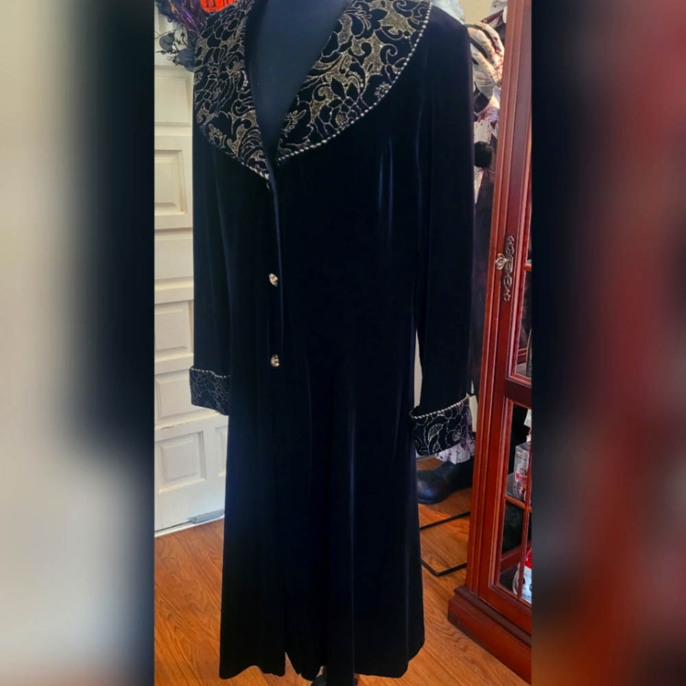 Vintage Caramia Velvet Trench Jacket Size 14